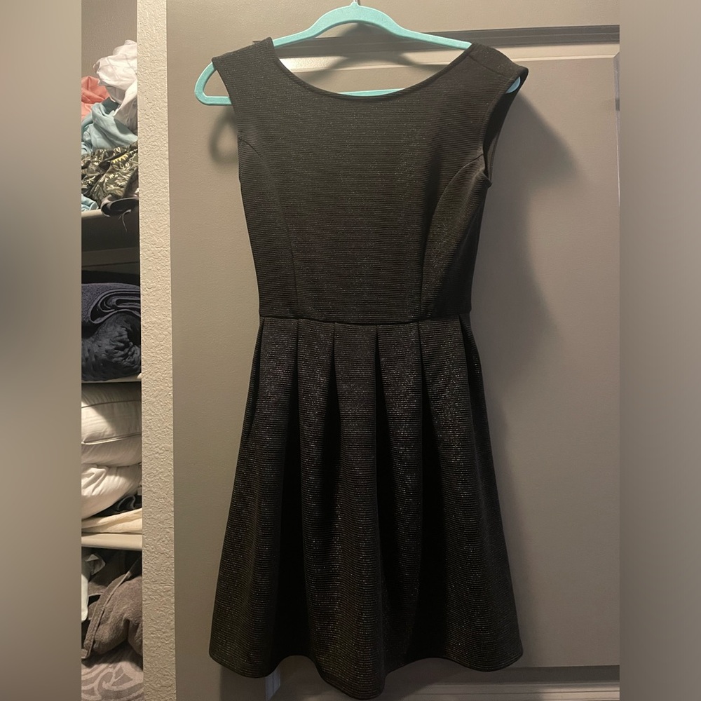 Little black dress with copper sparkles